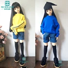 Одежда для куклы BJD 13 BJD SD DD, толстовка с капюшоном для отдыха, черные, белые, зеленые джинсовые шорты