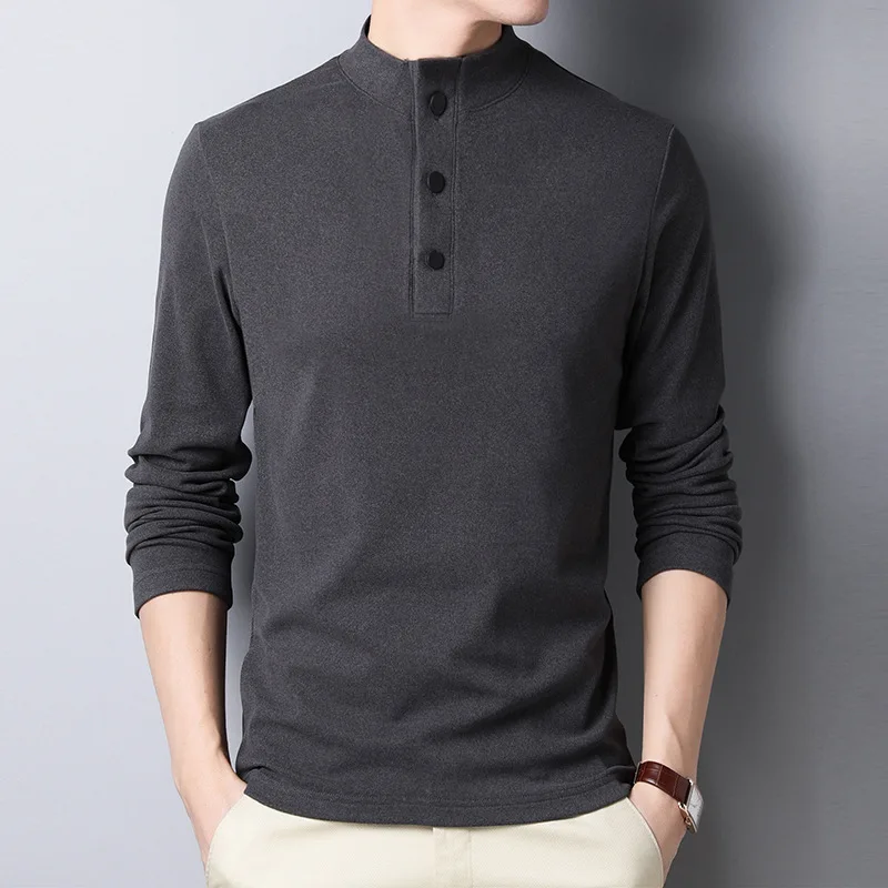 Осенняя синяя двухсторонняя футболка большого размера Мужская теплая