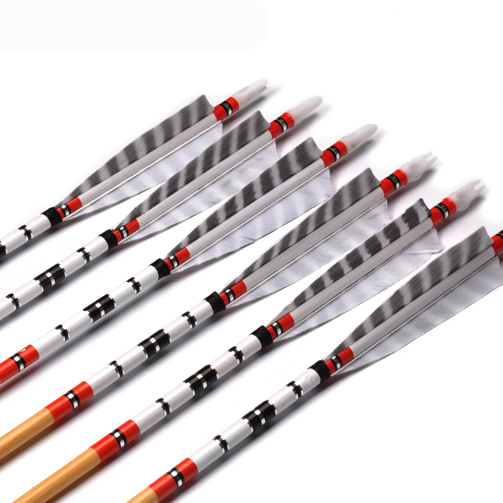 6/12/24Pcs Spine 500 Diameter 8.5mm Wooden Pine Arrow AndTurkey Feather For Recurve Compound Bow Longbow Archery Shooting | Спорт и