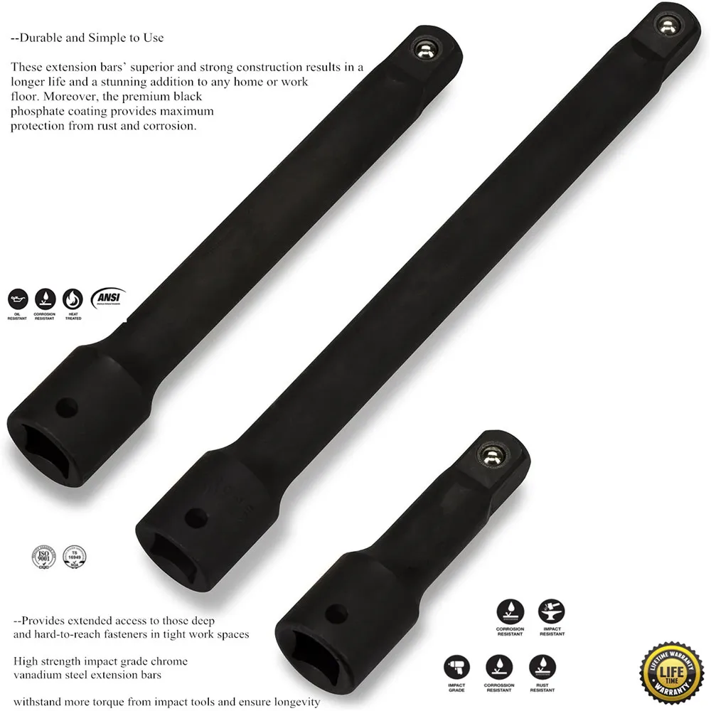3/4 '''drive Impact Extension bar Set CR V сталь 10 ”13'' ручные разъемы для инструментов