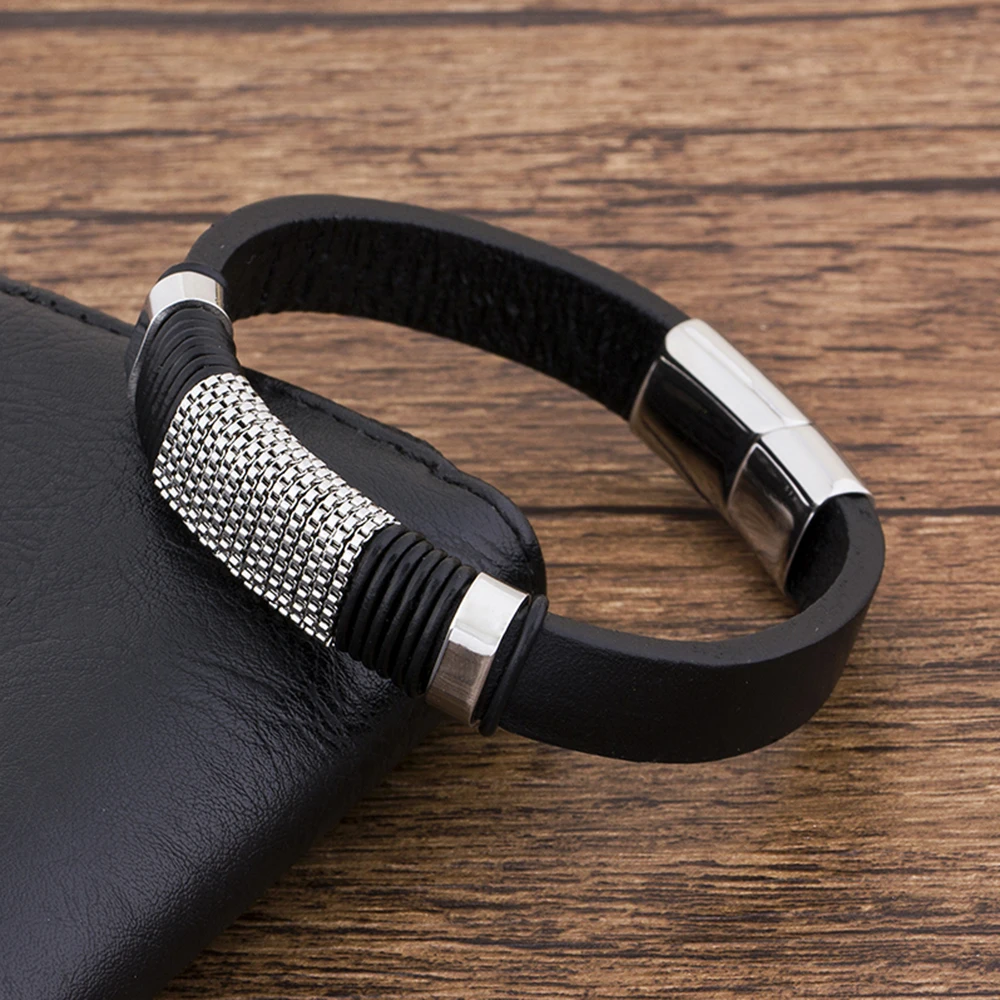 Магнитная застежка из нержавеющей стали мужские ювелирные изделия панк черный