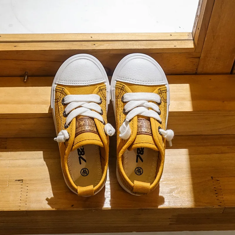 

Sneakers Kids 2021 Canvas Shoes Solid Sewing Thread Fashion Lace-Up Anti-Slippery Sneakers for Girls Boys Shoes for Children New