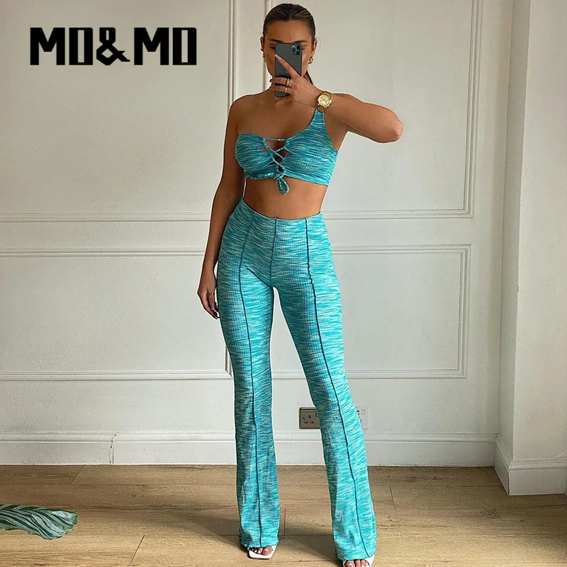 

MO&MO-2021 summer new women's suit, fashion, one-shoulder, hollow, small vest, slim, small pantsuit women