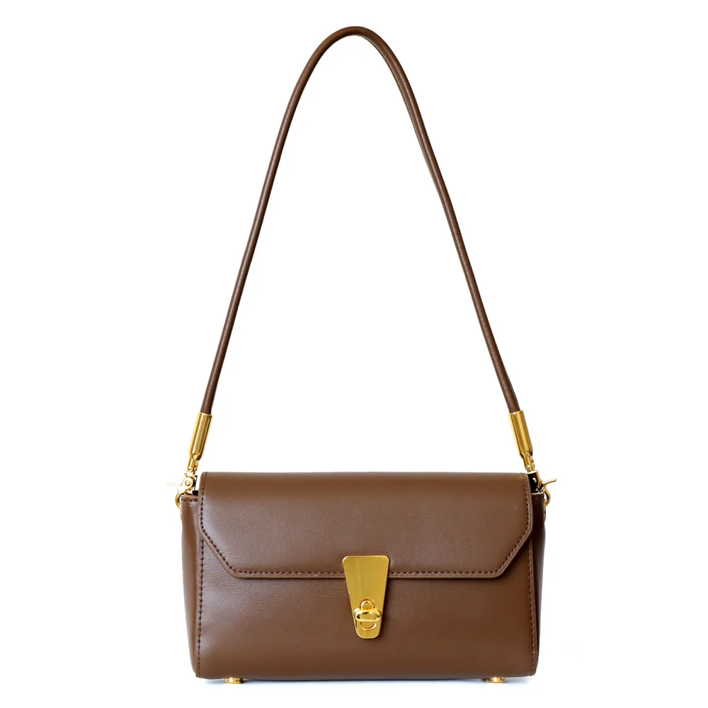 

Fashion Genuine New Leather Shoulder Bag High Quality Cow Leather Soft Women Messenger Bags 2021 Retro Lock Crossbody Bags