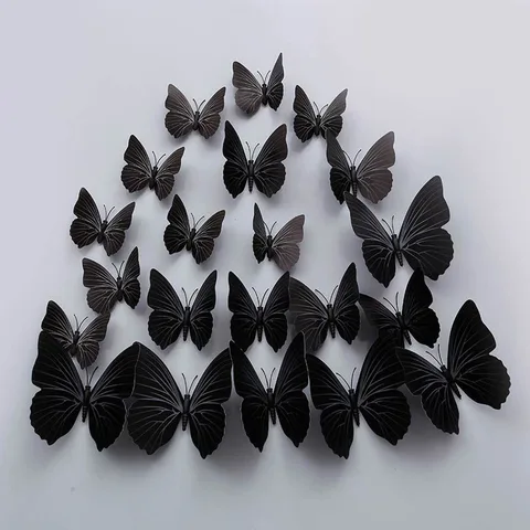 12 шт./компл. 3D черная бабочка Наклейка на стену для свадебного украшения гостиной наклейки на окно домашний декор бабочки наклейки