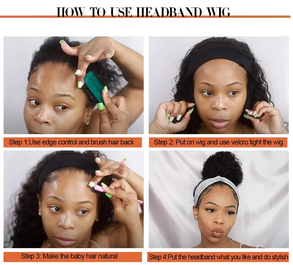 

RUIMEISI Grip Headband Scarf Wig Water Wave Hum For Black Women Glueless Machine Made Wigs 150% Density Brazilian Hair Remy Hair