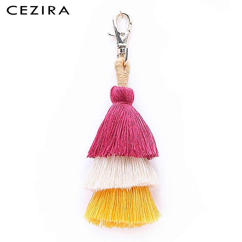 

Цепочка для ключей CEZIR, женская, летняя, с цветными кисточками, в богемном стиле