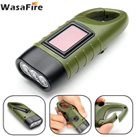 wasafire professional solar power led flashlight hand crank dynamo torch lantern for outdoor camping mountaineering tent light
