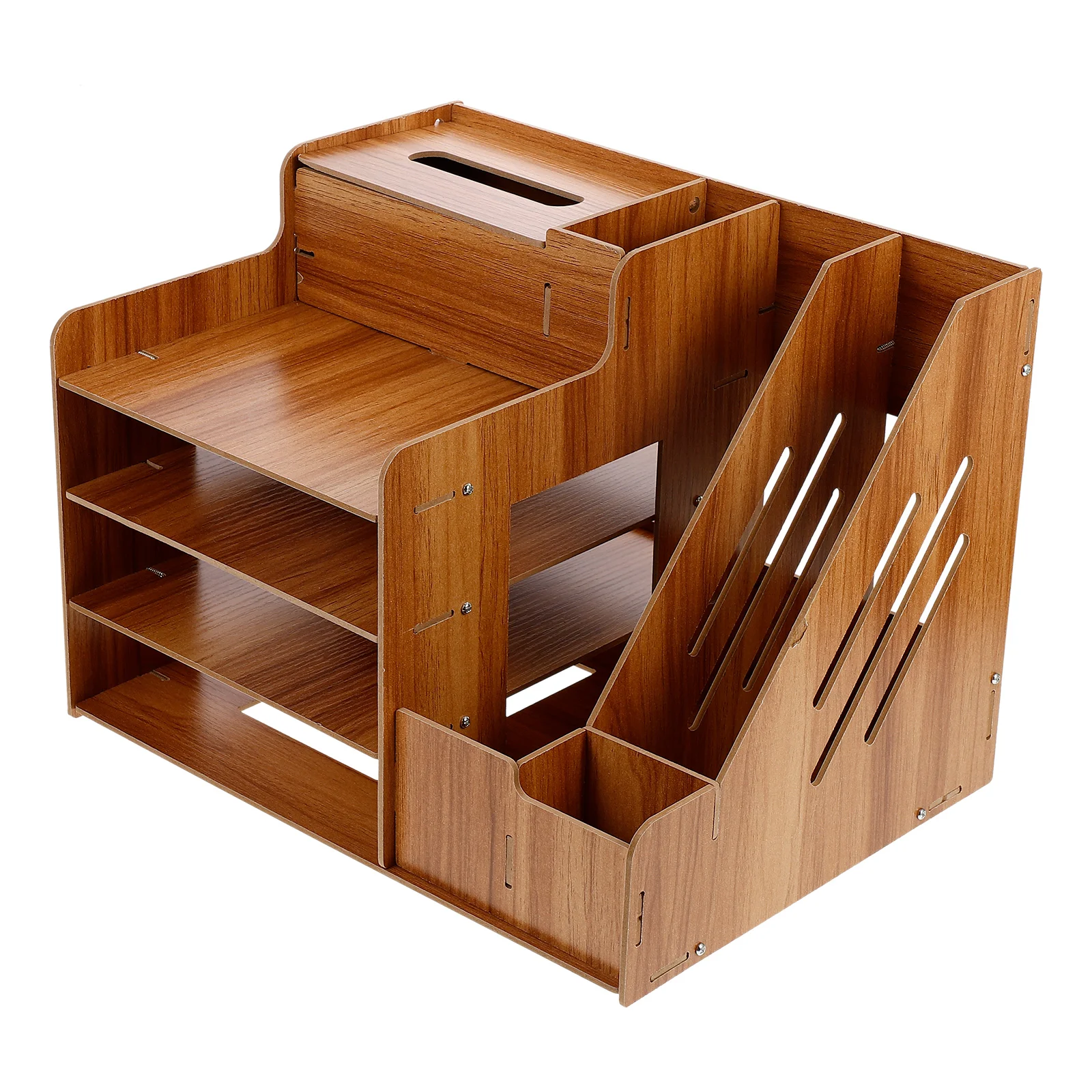 

1pc Tabletop Storage Shelf Stationery Storage Rack Wooden Storage Rack