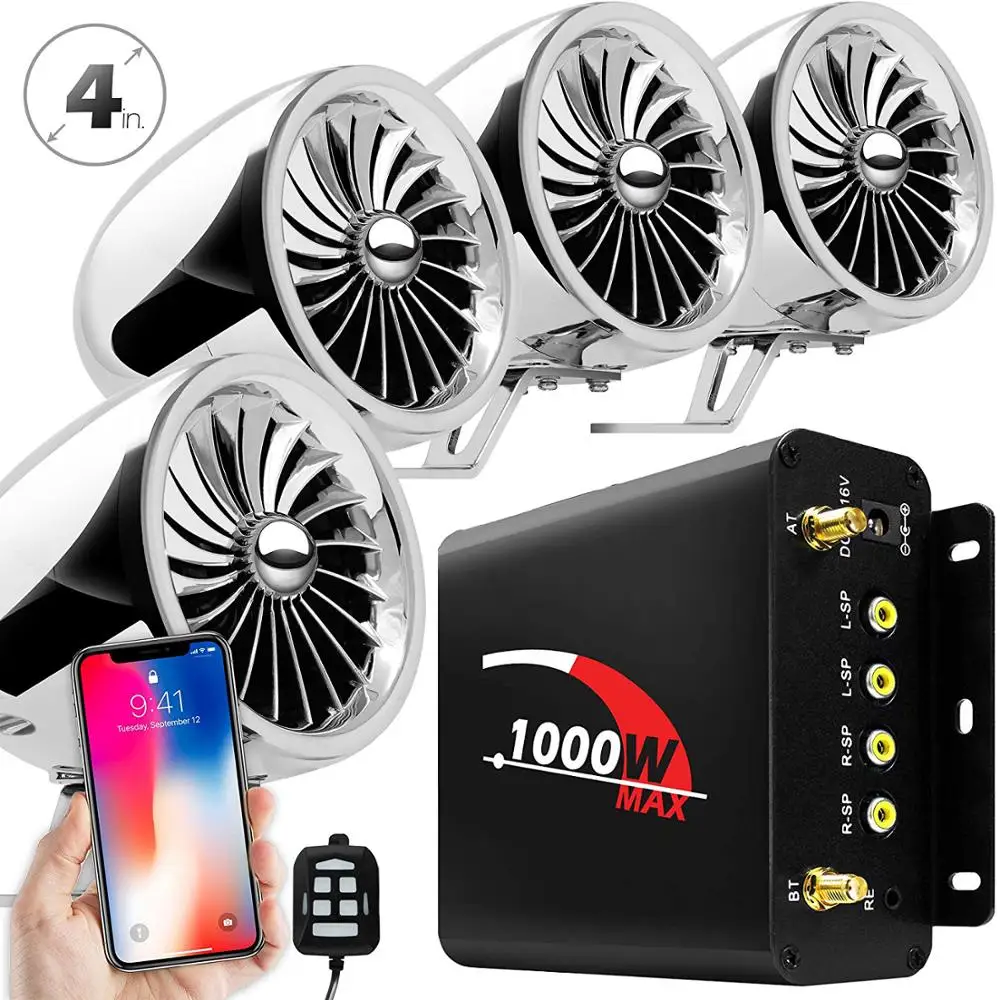 Aileap 1000 Вт усилитель Bluetooth для мотоцикла стерео 4 динамика MP3 аудио FM Радио система для мотоциклов/ATV/UTV/лодки(MIX