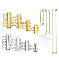 14 pcs jewelry clasps necklace connectors slide clasp lock extender for layered bracelet jewelry crafts necklace gold and s