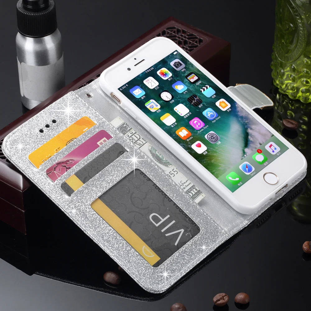 L-FADNUT блестящий кожаный чехол-кошелек для iPhone Xr X Xs 11 Pro Max Magnetic 6 6S Plus 7 8 5 5S SE