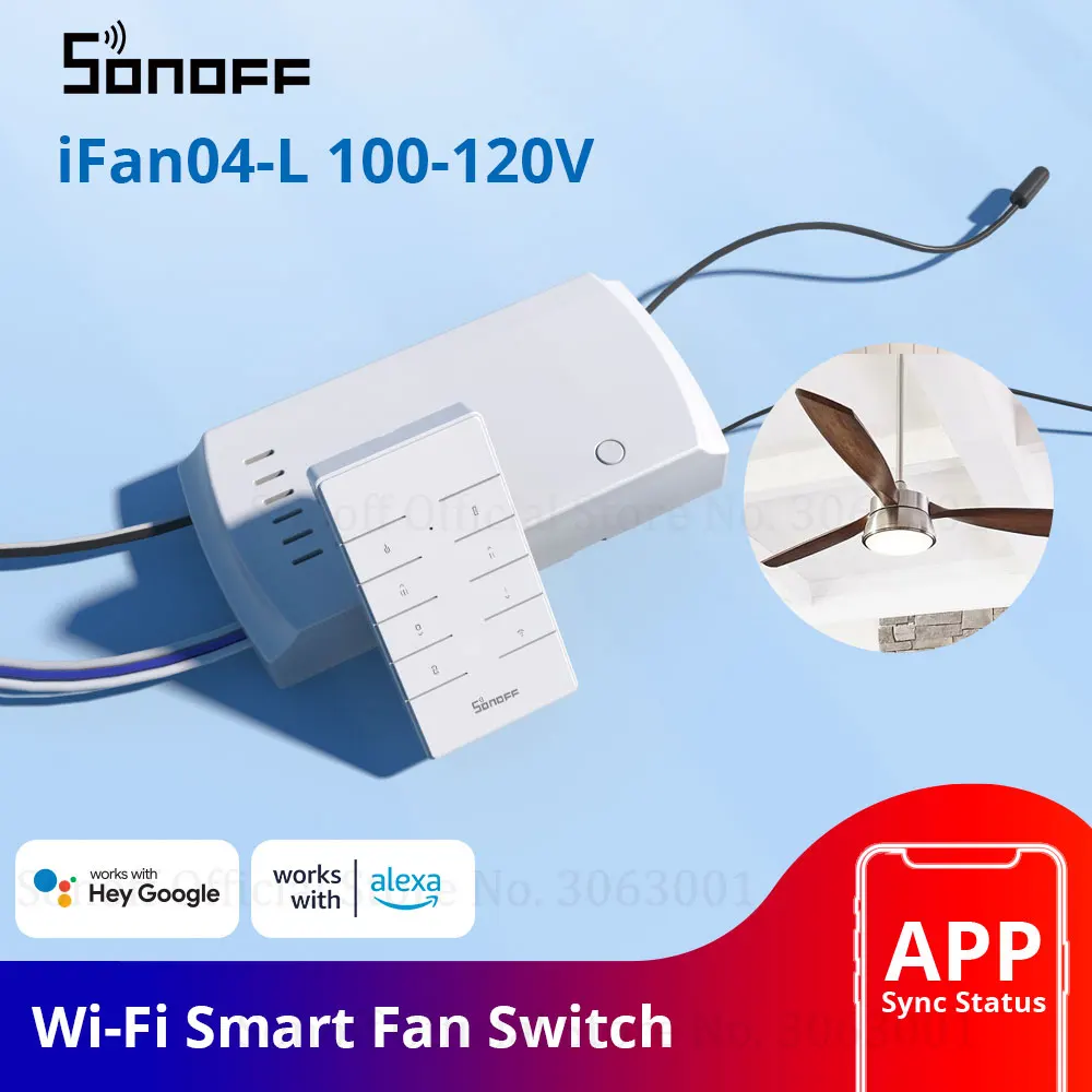 SONOFF iFan04-L WiFi потолочный вентилятор и управление светильник ler 100-120V eWeLink APP/ 433MHz RF