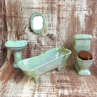112 4pcsset miniature bathtub toilet sink mirror dollhouse bathroom accessories for dollhouse decals new arrival