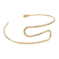 1pc unique gold armlet cuff bracelet big thin convolute geometric snake armband open bangle bracelets egypt indian party jewelry