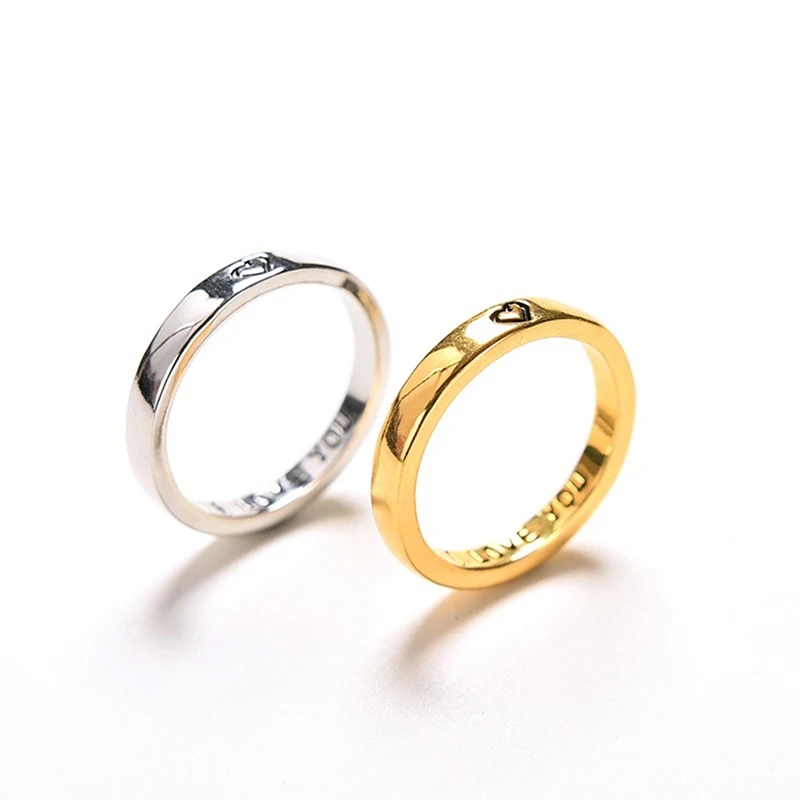 

2 Pcs Carving Love Heart I Love You Letter Lover Couple Rings Set Promise Wedding Bands For Him And Her Jewerly Gift Women Men