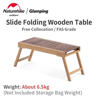 naturehike camping slide rail solid wood table 2 combinations outdoor bbq picnic folded table extensible give free storage bag