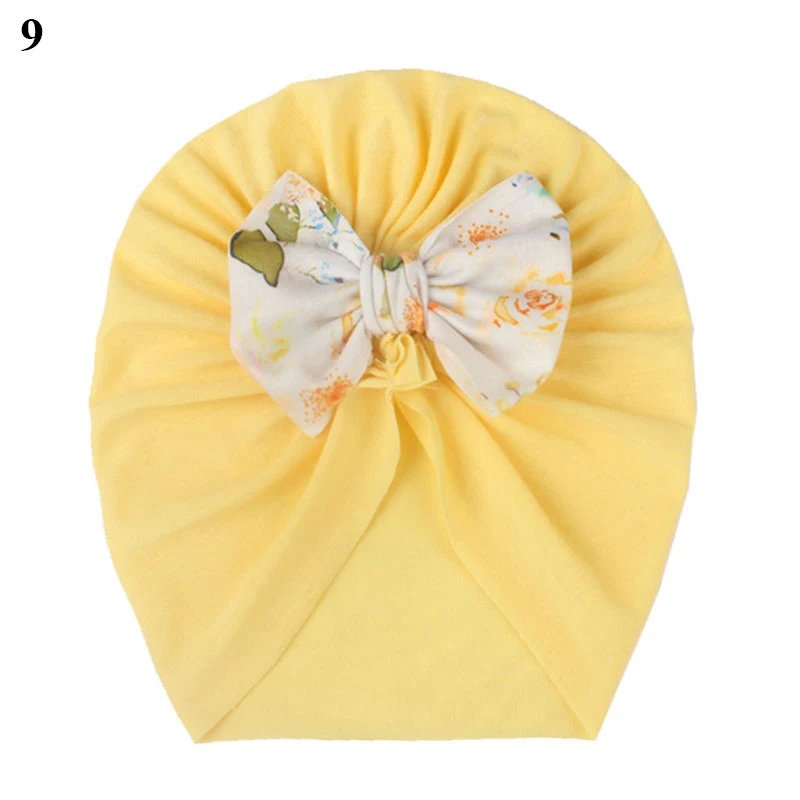 

Children's Printed Bow Hat Cute Baby Baotou Cap Comfortable Soft Newborn Baby Indian Hat Bandana Cute Printed Bowknot Caps
