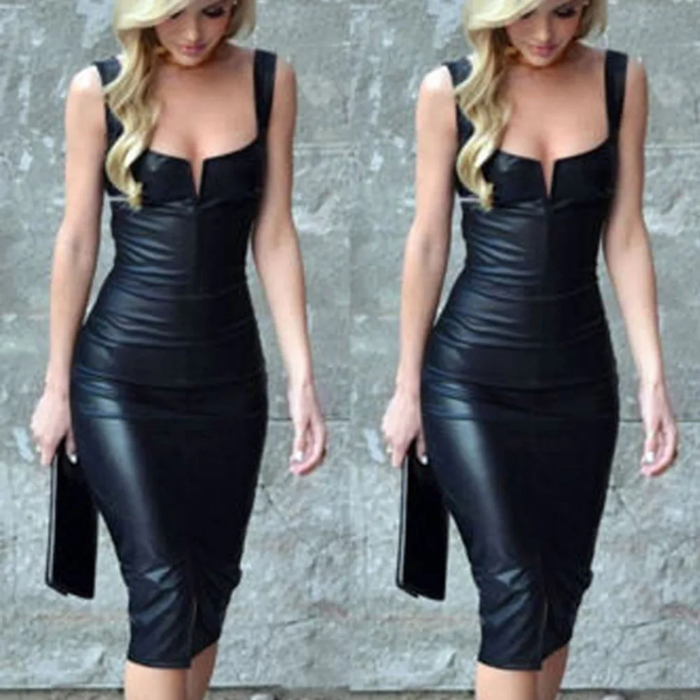 

Fashion Women Spaghetti Strap Bandage Bodycon Sleeveless Hit Skirt Club Evening Party Slim Dress Vestir*3q