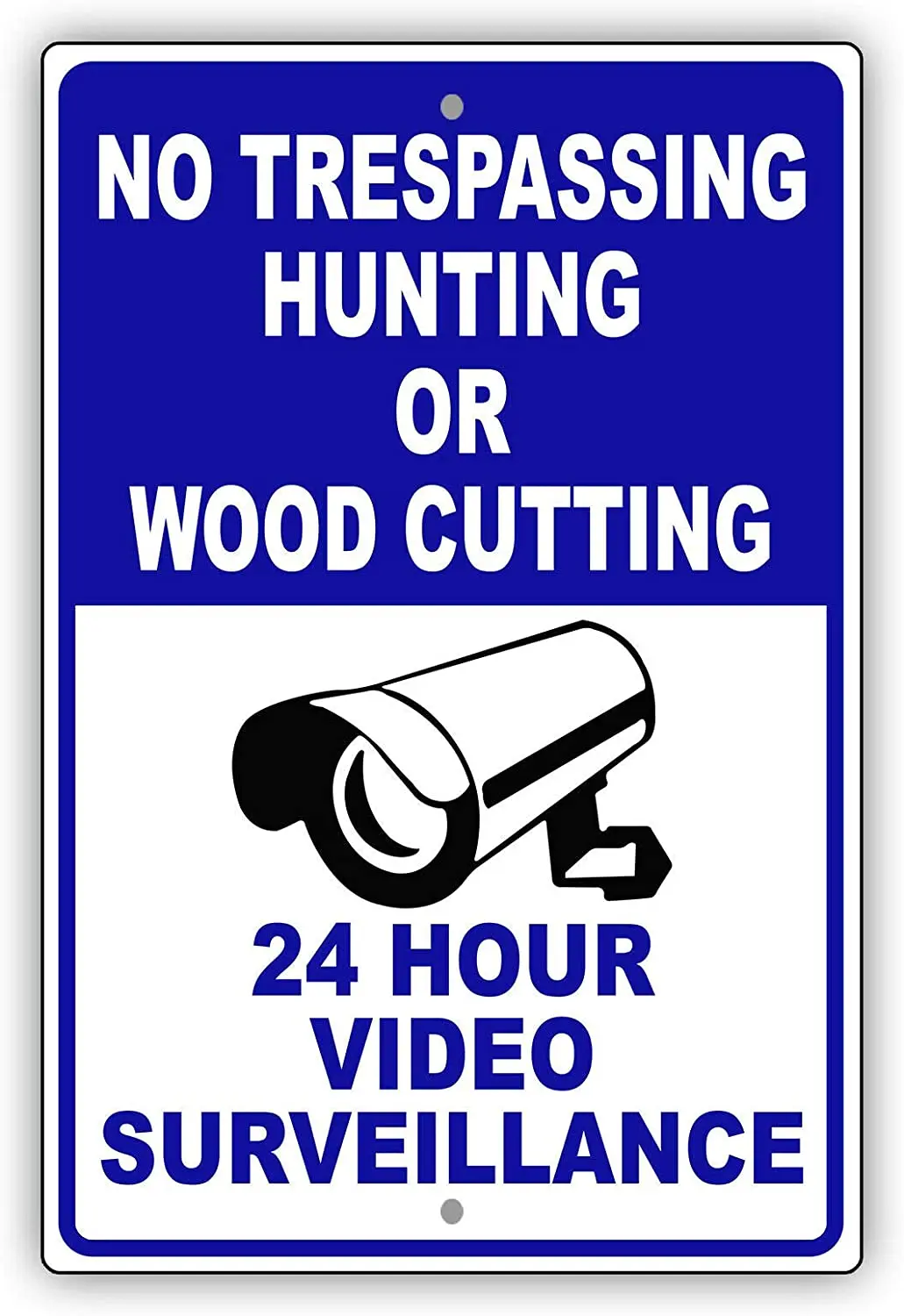 

Afterprints No Trespassing Hunting Or Wood Cutting 12 Hour Video Unique Novelty Alert Warning Notice Aluminum Metal Sign 8"x12"