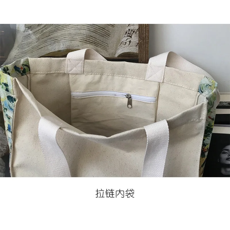 

Canvas Totes Purses and Handbags for Women 2021 Girls Female Shoppers Casual New Fashion Monet Vintage Oil Painting Bags Wallets