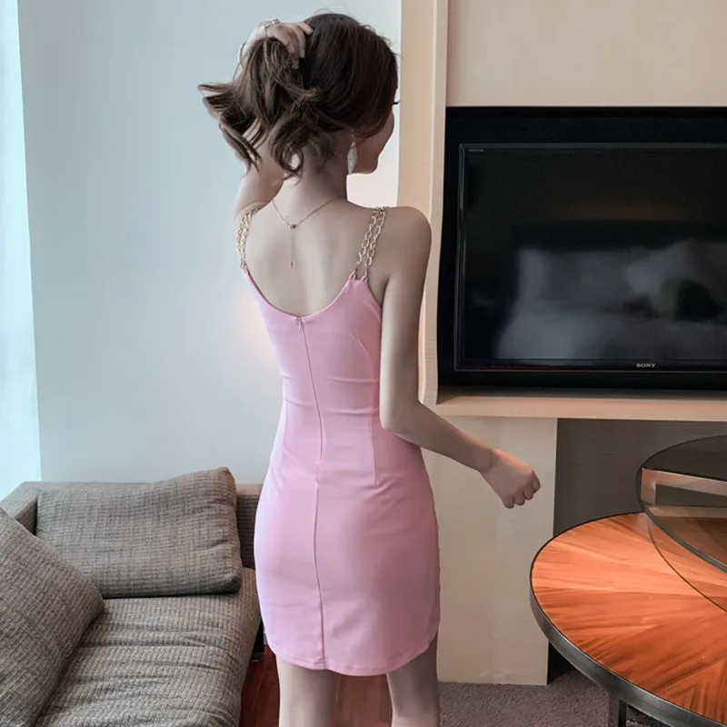 

Summer Sexy Party Club Dresses Women 2020 Fashion V Neck Black Bodycon Dress Korean Clothes Sleeveless Short Mini Elegant Dress