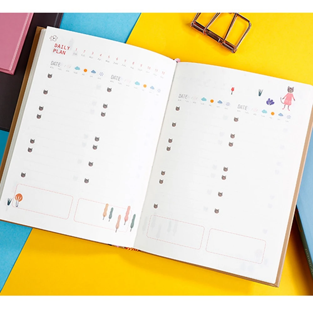 Милый канцелярский блокнот 365 планировщик Еженедельный ежемесячный ежедневник