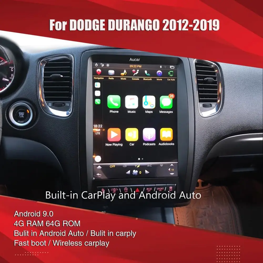$667.27 Aucar Tesla style For Dodge Durango Android multimedia Car Radio For Dodge Durango GPS Navigation Stereo 2 din headunit