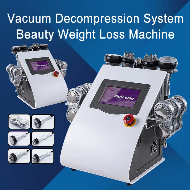 

High Quality Cavitation Slimming Salon Spa Ultrasonic Liposuction Vacuum Skin Care Lifting Tightening 6 EMS Pads Laser