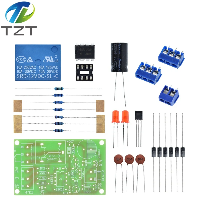 Контроллер уровня воды NE555 с датчиком, автоматический насосный модуль для самостоятельной сборки, обучение принципам электроники для студентов.