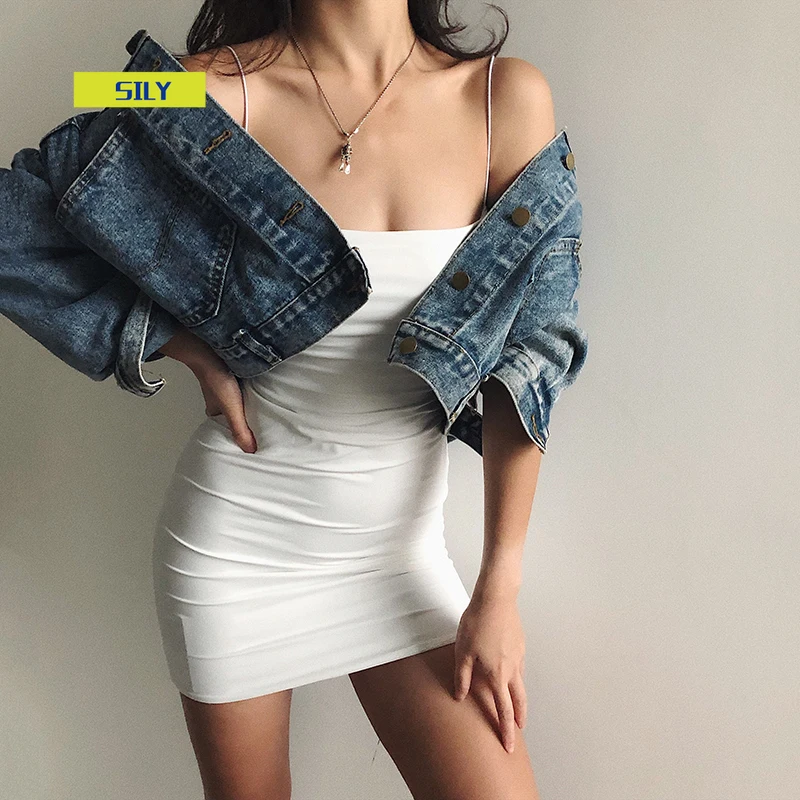 

Black Sexy Dress Spaghetti Strap Female High Waist Sheath Club Dresses For Women Short Summer Mini Sleeveless Vestidos