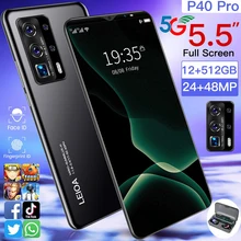 Telefone celular 512*4800 5g android Polegada do jogo da câmera 5hd 1440 telefones celulares p40 pro versão global do smartphone 12gb + 3200 gb 10.0 mah 5. (1)
