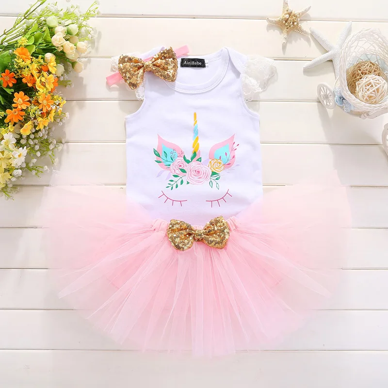Платье с единорогом для девочек на 1 год платье день рождения маленьких наряды