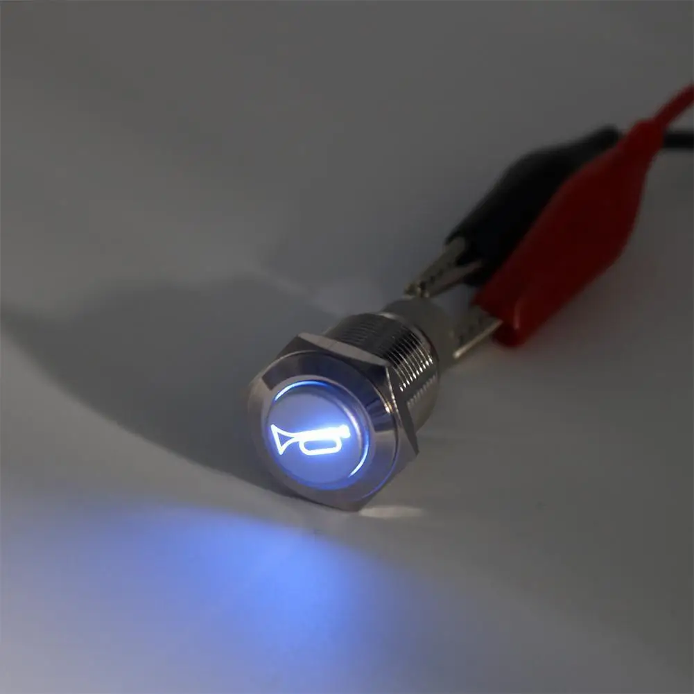 12V 3A 16 мм сброс кнопка включения Мгновенный Синий светодиодный морской