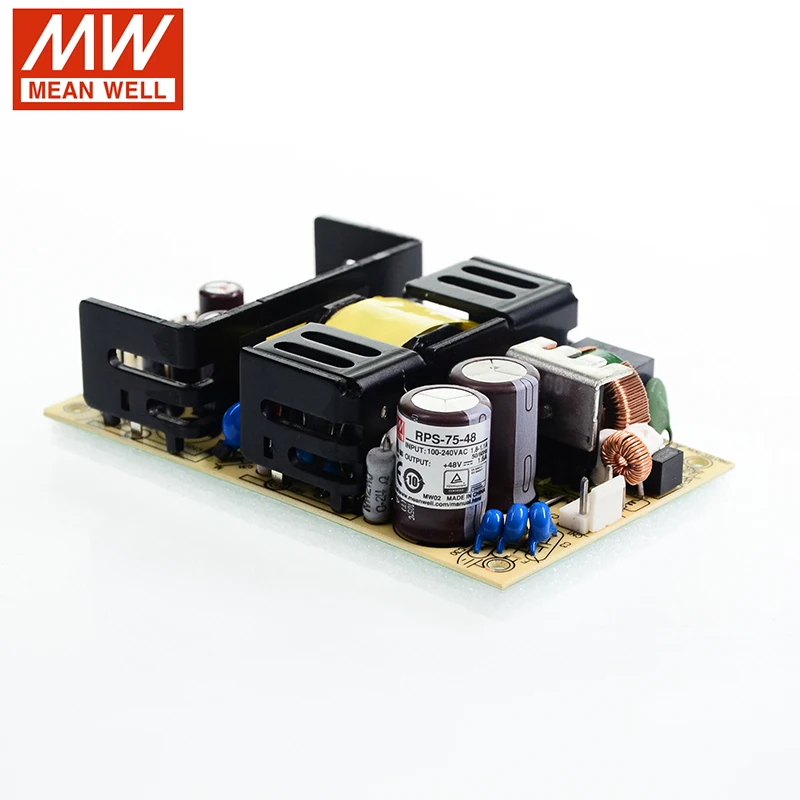 Фото MEAN WELL RPS-75-48 1.6A 48V 75W надежный зеленый медицинский класс открытая рамка импульсный MEAN WELL RPS-75-48 1.6A 48V 75W надежный зеленый медицинский класс открытая рамка импульсный