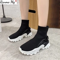 2021 new spring socks shoes breathable high top women platform shoes fashion sneakers stretch fabric casual slip on ladies shoes