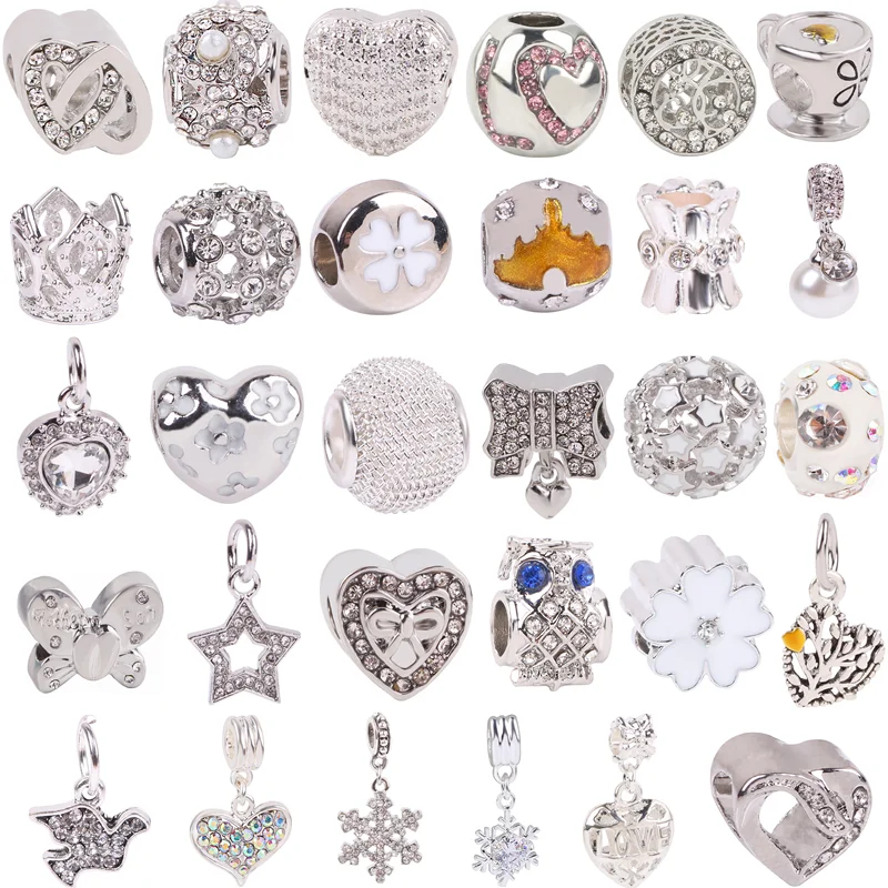 

2020 New Love Butterfly White Flowers Crown Tree Bead Fit Original Brand Charms Silver Colour Bracelet For Women Fashion Jewelry