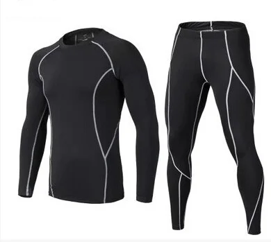 long men grey sets Fysupotsu спортивная одежда термобелье для мужчин мальчиков термобелье компрессионная рубашка Леггинсы кальсоны для мужчин спортивные костюмы - Цвет: long men grey sets