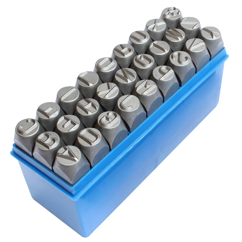 

Steel Stamper 27PC Kit Metal Surface Hand Knock Tool Marking Machine Alphabet Stamp Press Dies Letter Punching Mold A to Z and &
