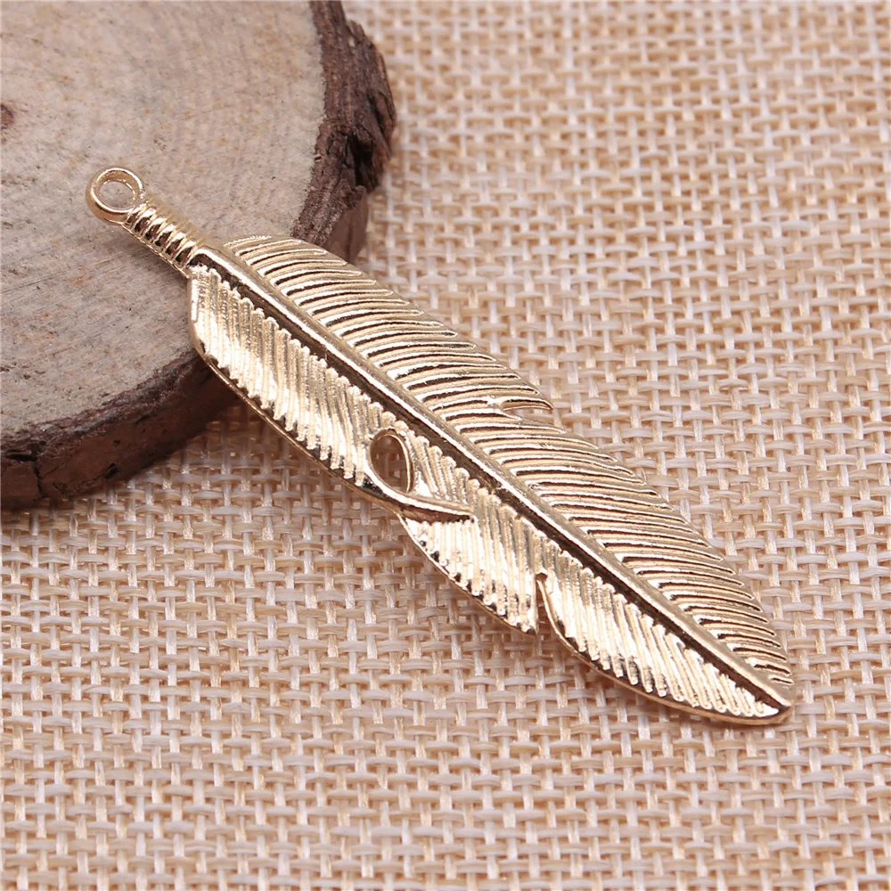 

New 2pcs Big Leaf Feather Charms Pendant For Bracelet Earrings Jewelry Diy Accessory