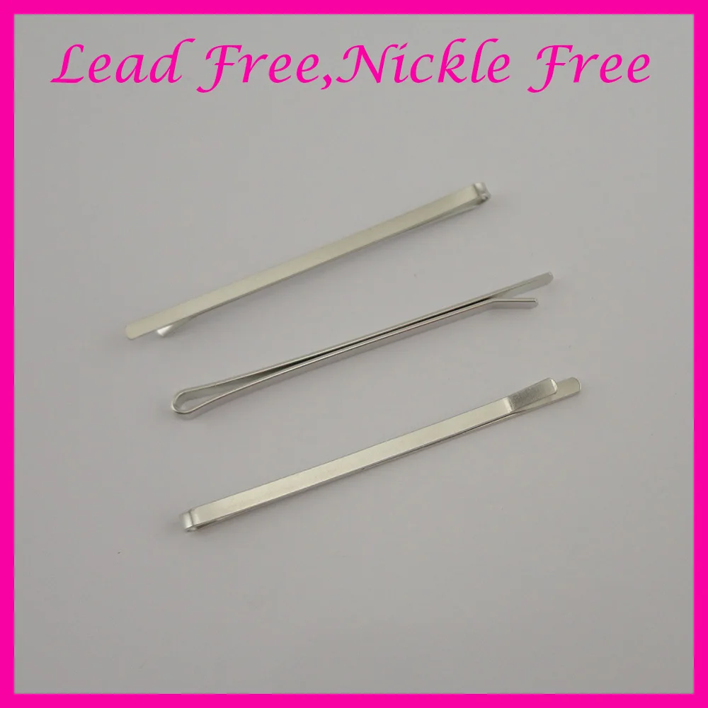 

50PCS 3.0mm*7.0cm Silver plain flat metal bobby pins at nickle free lead free,Metal hair barrettes pins slide clips for DIY