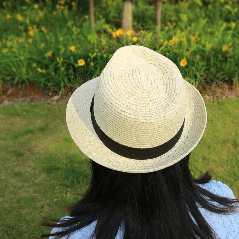 

Adult children's straw hat summer women's folding bucket sun hat men's suit cap style breathable Panamanian style