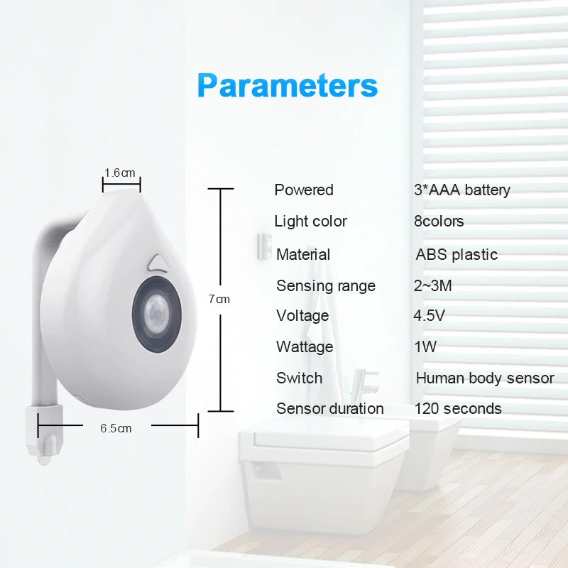 Светодиодная лампа для унитаза 8 цветов задняя подсветка ночник с датчиком