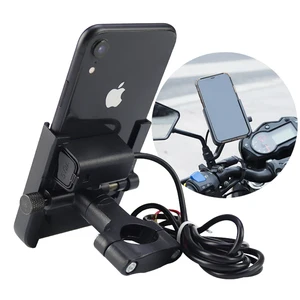 aluminum bicycle motorcycle phone holder usb charger bracket moto bike handlebar rearview phone support mount stand for iphone free global shipping