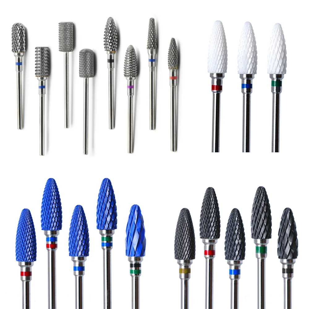 22 типа сверла для ногтей для электрического станка, маникюрные керамические фрезерные аксессуары для резки радужного карбида вольфрама, пилки для ногтей