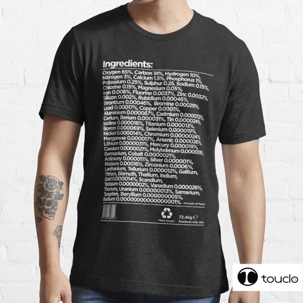 

Human Chemical Ingredients List String Men'S Fashion Breaking Bad T Shirt Tshirt Short Sleeve Tee Hipster Tops Unisex Cotton
