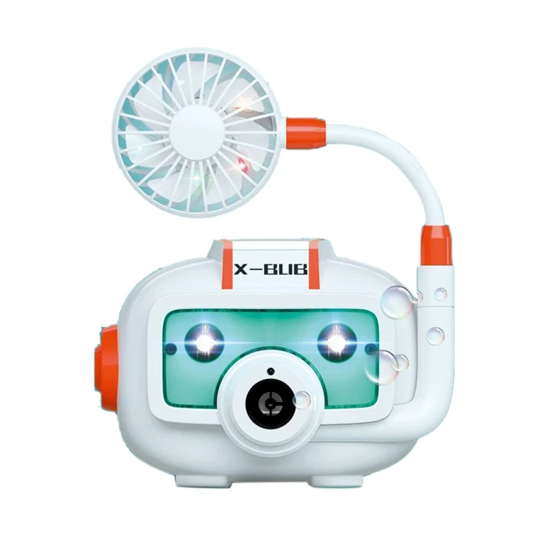 

Children Cartoon Camera Blowing Bubbles Machine Toy Electric Fan Light Music Bottle Rope Style Christmas Toy Kids Gift