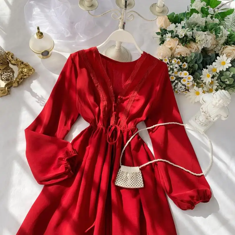 2019 Новое модное женское французское платье женские пышные рукава с высокой