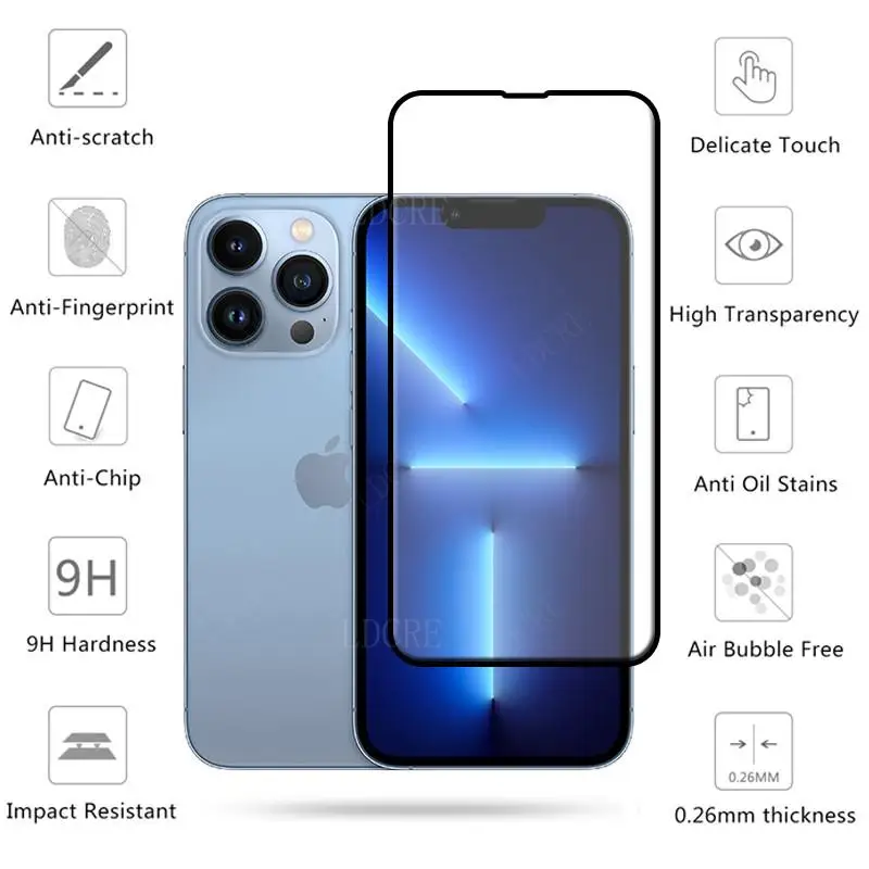 4 en 1 para iPhone 13 Pro Max vidrio para iPhone 13 de vidrio templado HD Protector de pantalla para iPhone 11 12 13 Pro Max Mini lente de vidrio-2