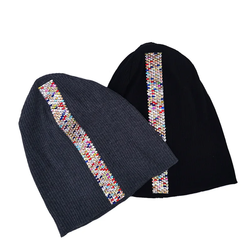 Зимние осенние черные хлопковые вязаные шапки для женщин женские теплые